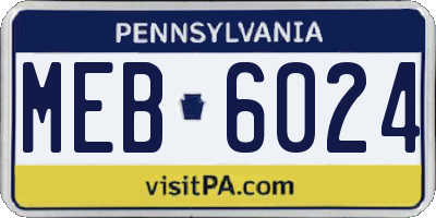 PA license plate MEB6024