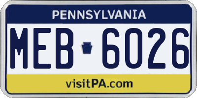 PA license plate MEB6026