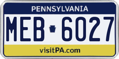 PA license plate MEB6027