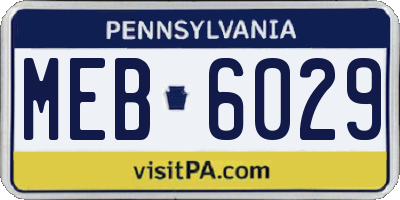 PA license plate MEB6029