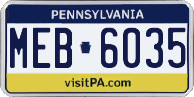 PA license plate MEB6035