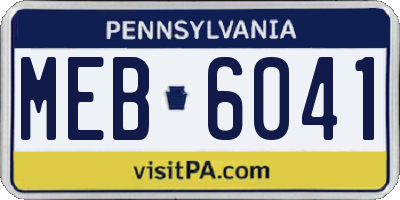 PA license plate MEB6041