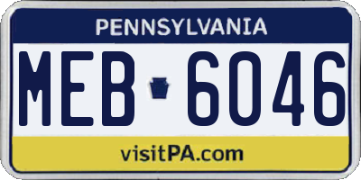 PA license plate MEB6046