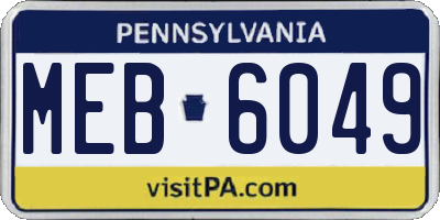 PA license plate MEB6049