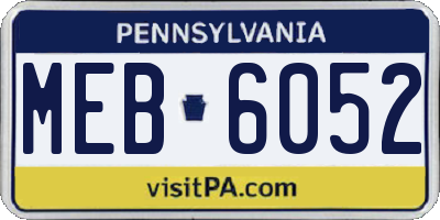 PA license plate MEB6052