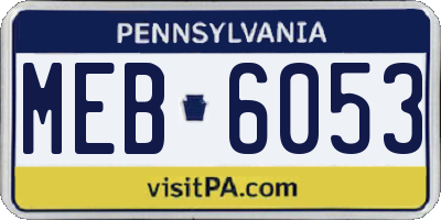 PA license plate MEB6053