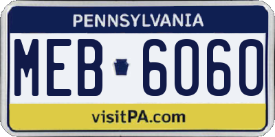 PA license plate MEB6060