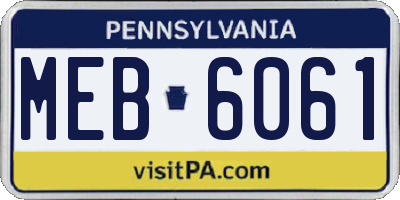 PA license plate MEB6061