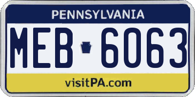 PA license plate MEB6063
