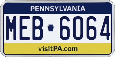 PA license plate MEB6064
