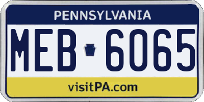 PA license plate MEB6065