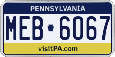 PA license plate MEB6067