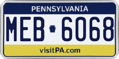 PA license plate MEB6068