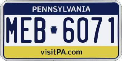 PA license plate MEB6071