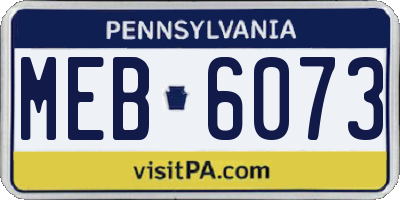 PA license plate MEB6073