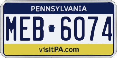PA license plate MEB6074