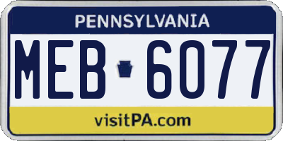 PA license plate MEB6077