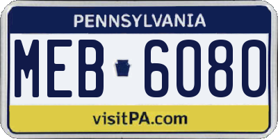 PA license plate MEB6080