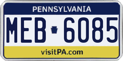 PA license plate MEB6085