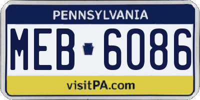 PA license plate MEB6086