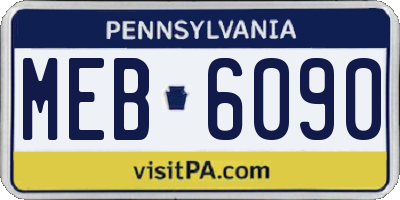 PA license plate MEB6090