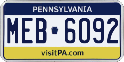 PA license plate MEB6092