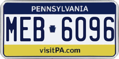 PA license plate MEB6096