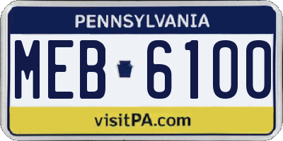PA license plate MEB6100