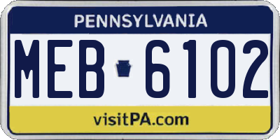 PA license plate MEB6102