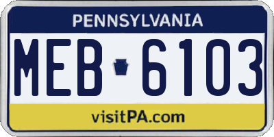 PA license plate MEB6103