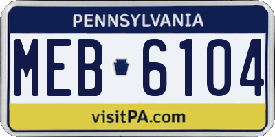 PA license plate MEB6104