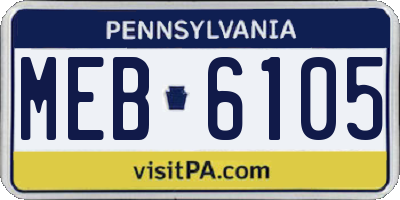 PA license plate MEB6105