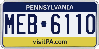 PA license plate MEB6110