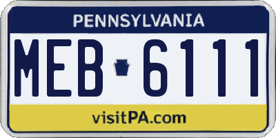 PA license plate MEB6111