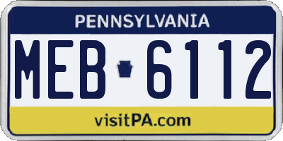 PA license plate MEB6112