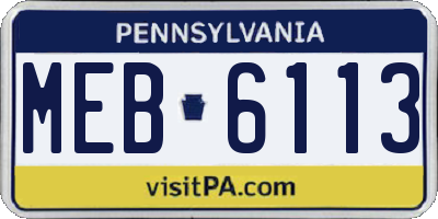 PA license plate MEB6113