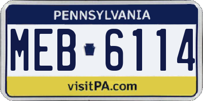 PA license plate MEB6114
