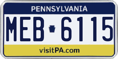 PA license plate MEB6115