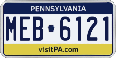 PA license plate MEB6121