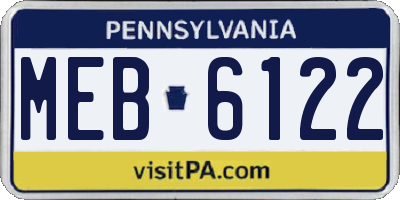 PA license plate MEB6122