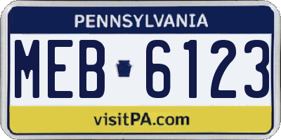 PA license plate MEB6123