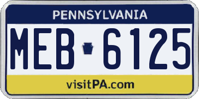 PA license plate MEB6125