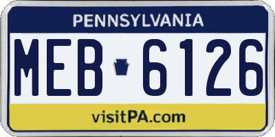 PA license plate MEB6126