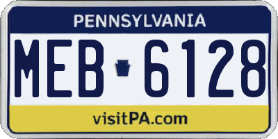 PA license plate MEB6128