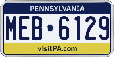 PA license plate MEB6129