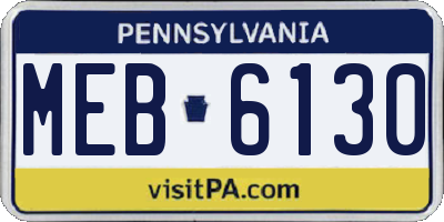 PA license plate MEB6130