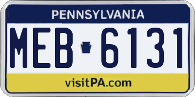 PA license plate MEB6131