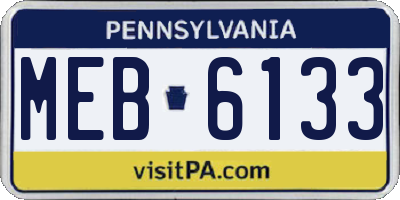 PA license plate MEB6133