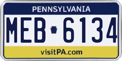 PA license plate MEB6134