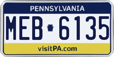 PA license plate MEB6135